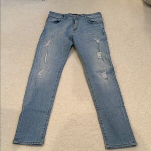 Represent England Men's Light Blue Distressed Jeans Size 32
